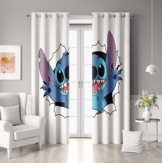 Cartoon Stitch kids bedroom curtain for nursery and playroom