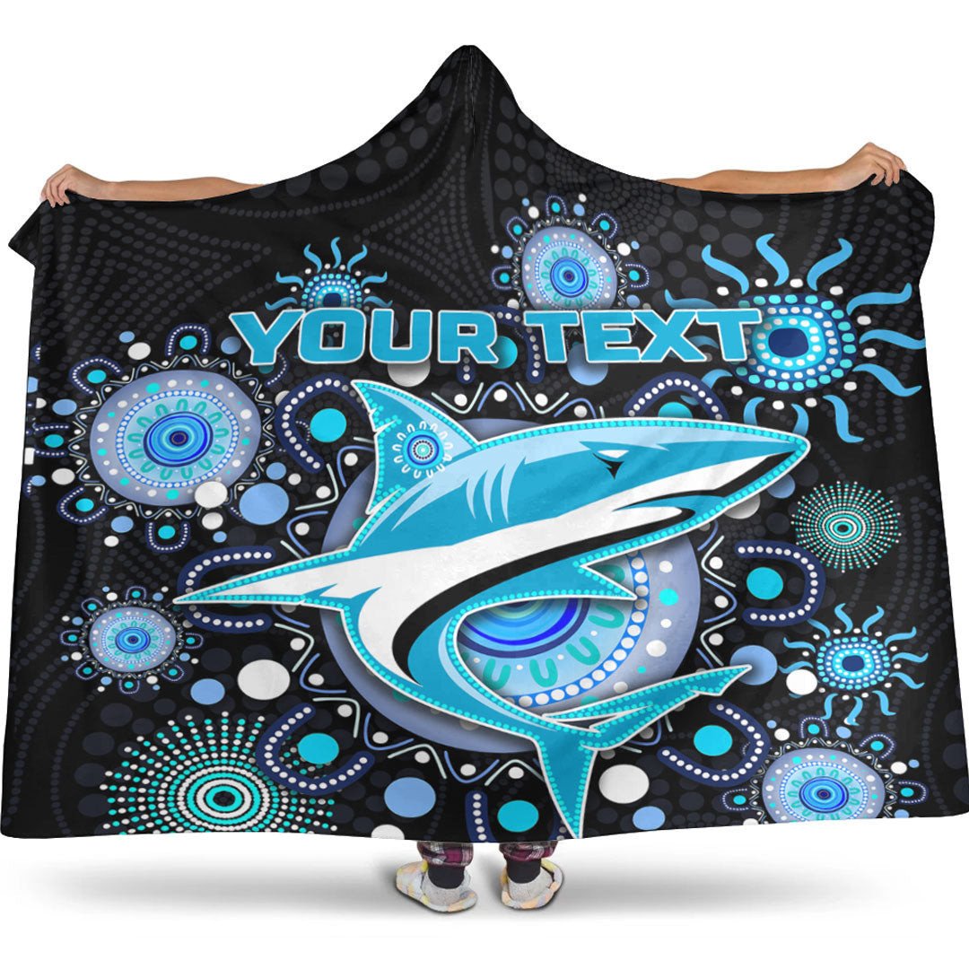Custom Cronulla-Sutherland Sharks Rugby Hooded Blanket – Black NRL Team Supporters Hooded Throw, Cozy Personalized Rugby Blanket, Premium Sharks Fan Gift & Warm Hoodie Quilt