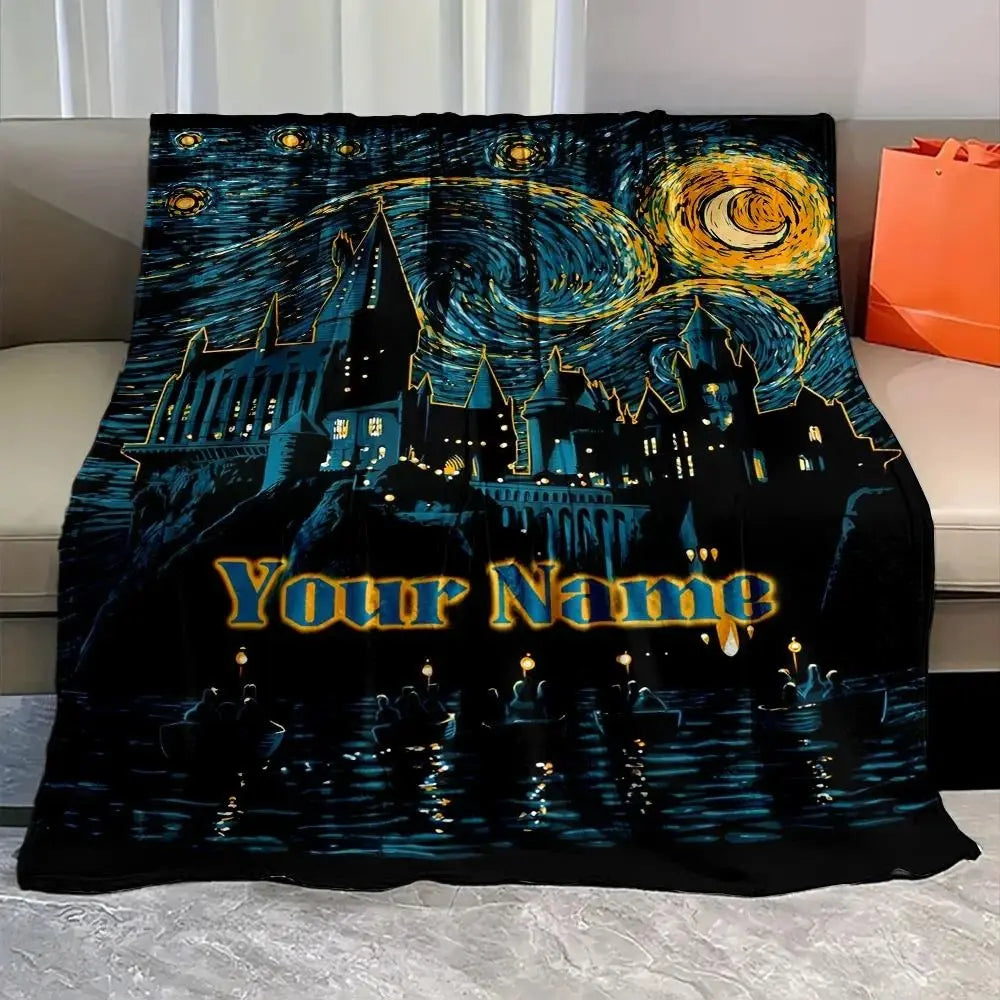 Magic Academy personalized kids blanket with custom name, perfect birthday or holiday gift