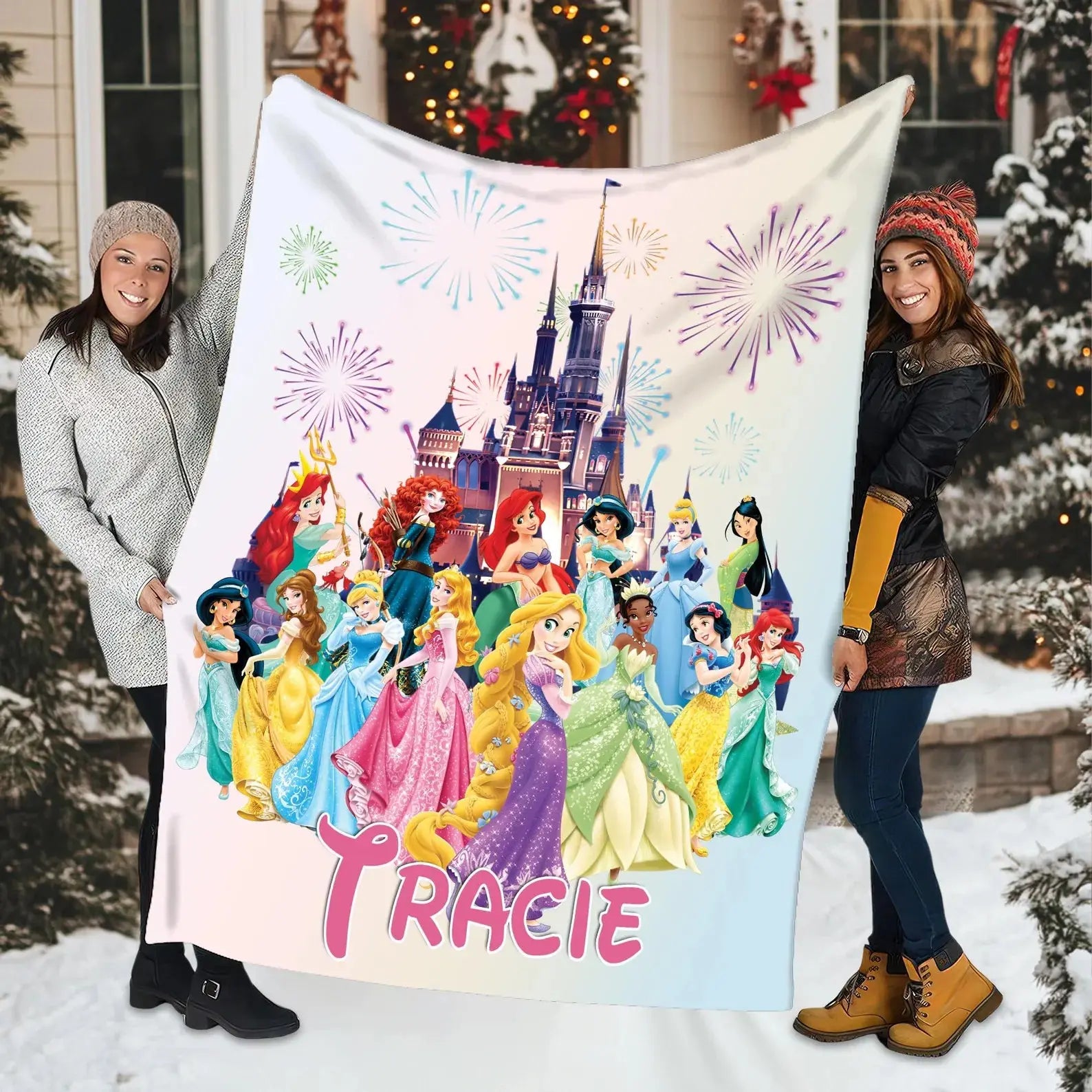 Custom name Disney Princess kids blanket, soft personalized throw for toddlers and children’s bedroom décor and gift