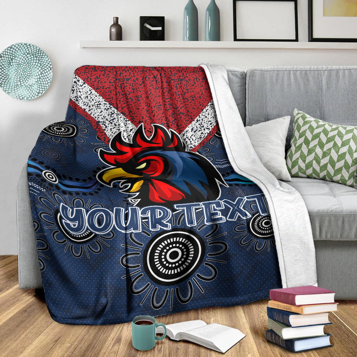 Custom Roosters Rugby Blanket TGN – Super Roosters NRL Blanket, Soft Flannel Throw, Premium Rugby League Bedding & Gift for Sydney Roosters Fans