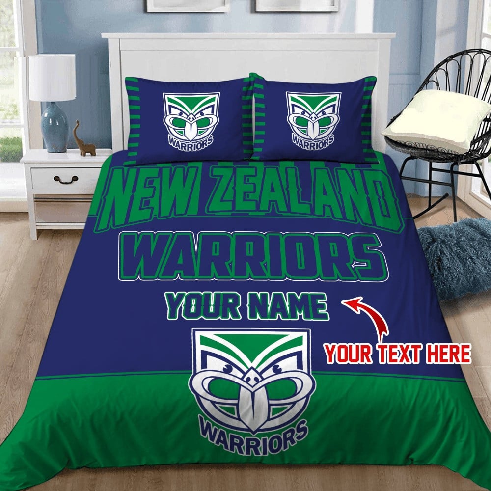 Custom Rugby Bedding Set – New Zealand Warriors Doona Quilt Duvet Cover & Pillow Cases, NRL Rugby League Team Bedding for Bedroom Decor