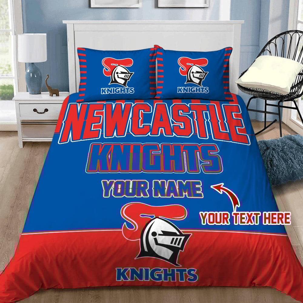 Custom Rugby Bedding Set – Newcastle Knights Doona Quilt Duvet Cover & Pillow Cases, NRL Team Bedding Decor for Rugby League Fans