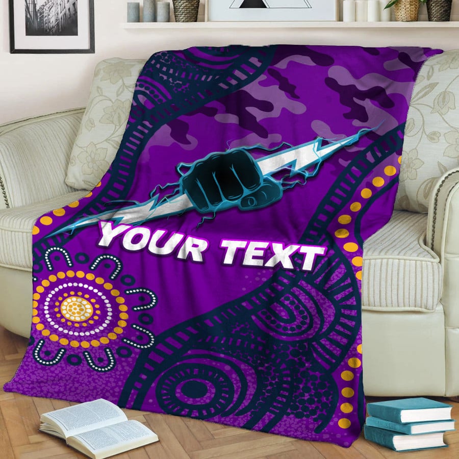 Custom Personalised Storm Rugby Camouflage Art Blanket – Premium NRL Rugby Blanket, Soft Flannel Throw, Cozy Bedding Decor & Unique Gift for Melbourne Storm Fans