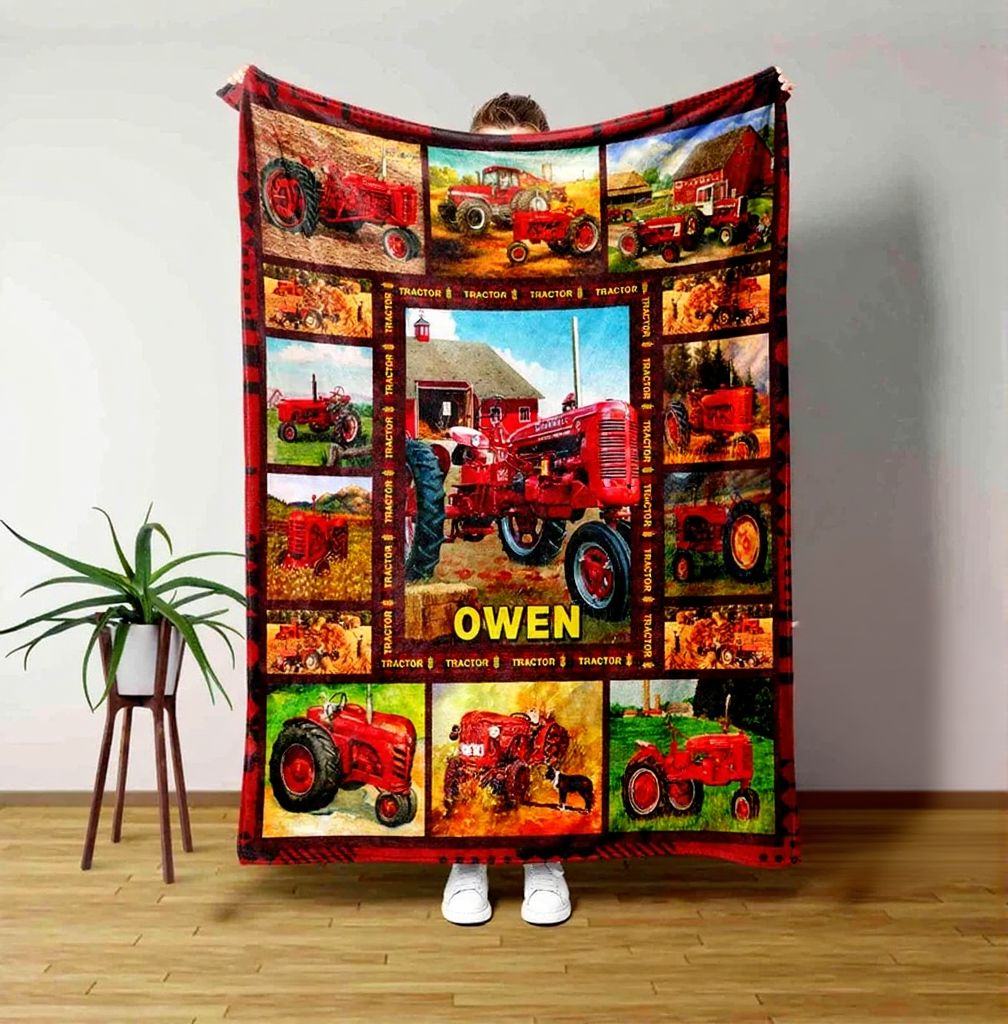custom name tractor blanket
