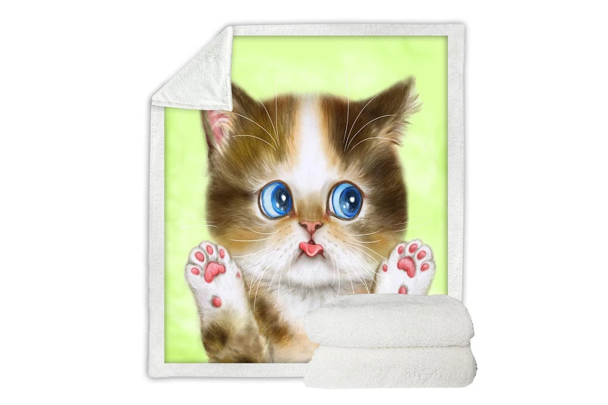 Adorable baby cat throw blanket for kids, soft plush blanket for toddler or nursery decor.