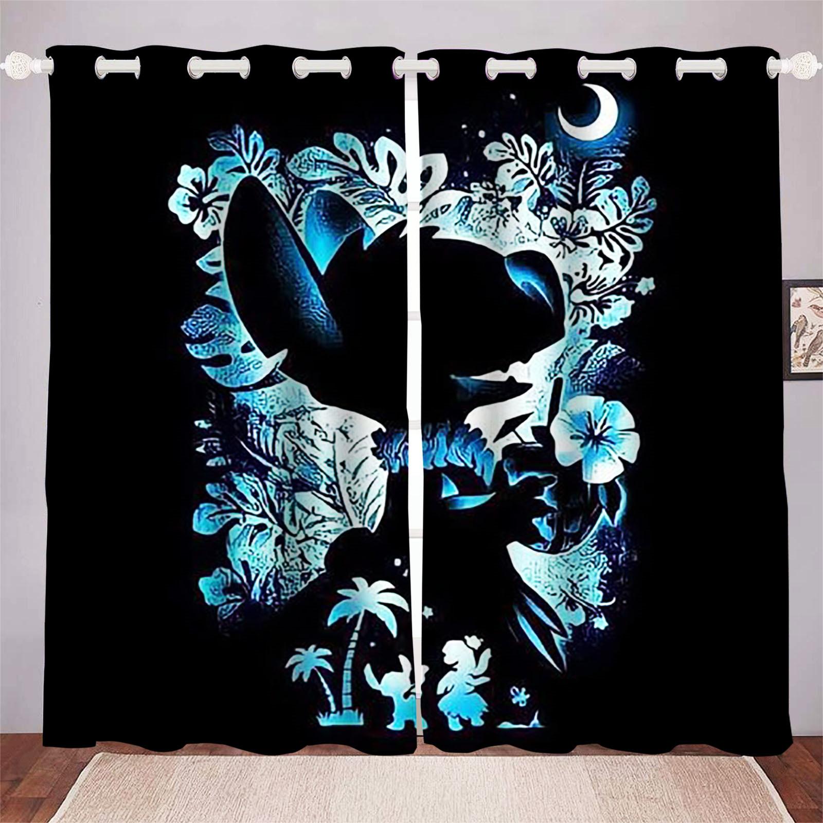 Cute Stitch and Angel kids blackout curtains for bedroom and nursery