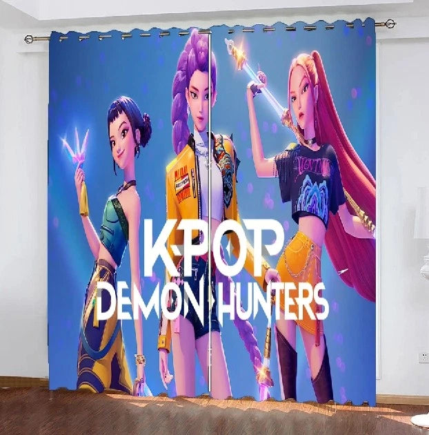 Demon Hunters 3D K-Pop curtains for bedroom décor and home style.