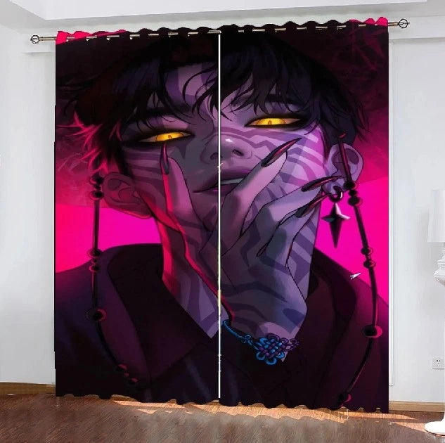 Fade-resistant Demon Hunters K-Pop 3D blackout curtains with vibrant colors.