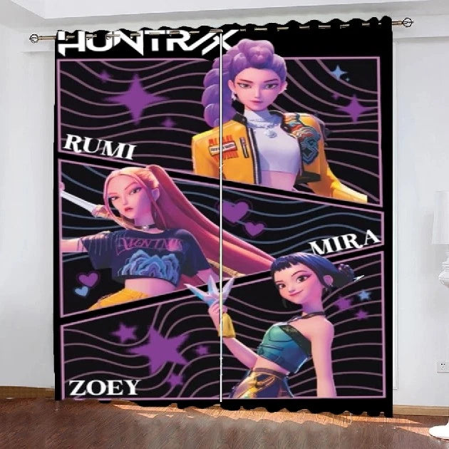 Demon Hunters anime K-Pop blackout curtains for themed bedrooms.