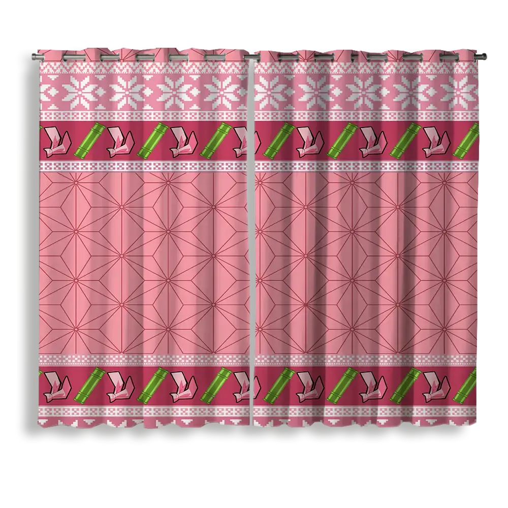 Demon Slayer Nezuko blackout window curtain – anime bedroom and living room decor
