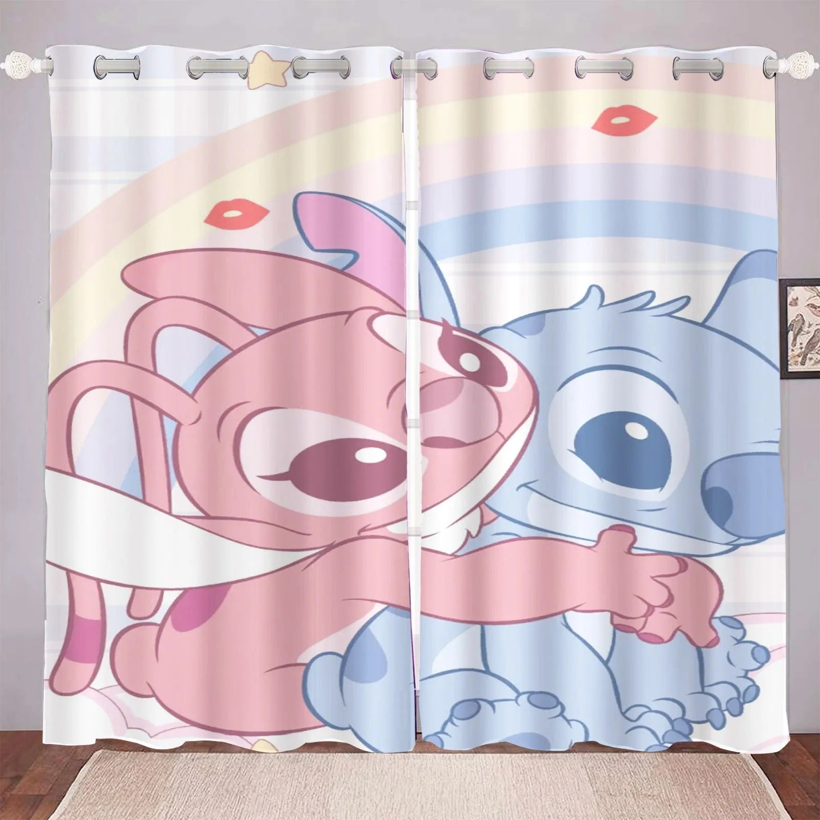 Disney Cartoon Stitch Ohana Blackout Curtains – Anime Window Drapes for Bedrooms & Nurseries