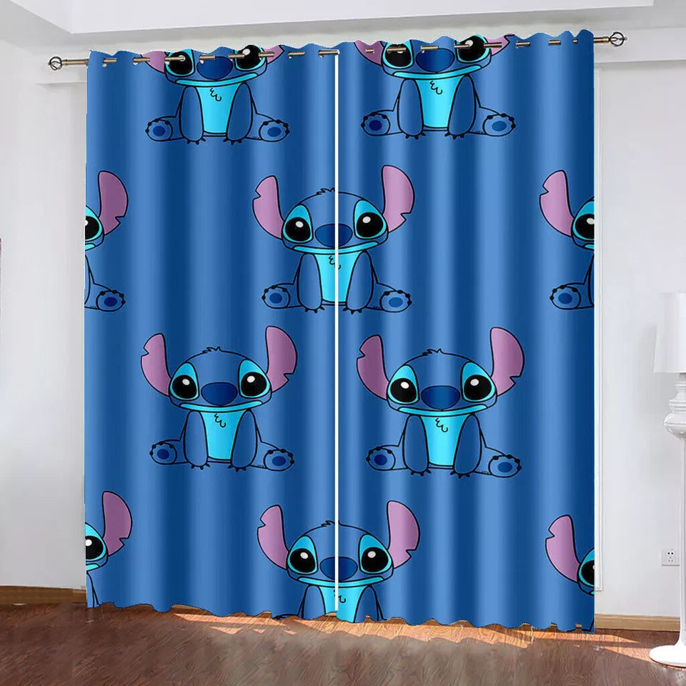 Disney kids blackout curtains featuring Stitch and Angel theme