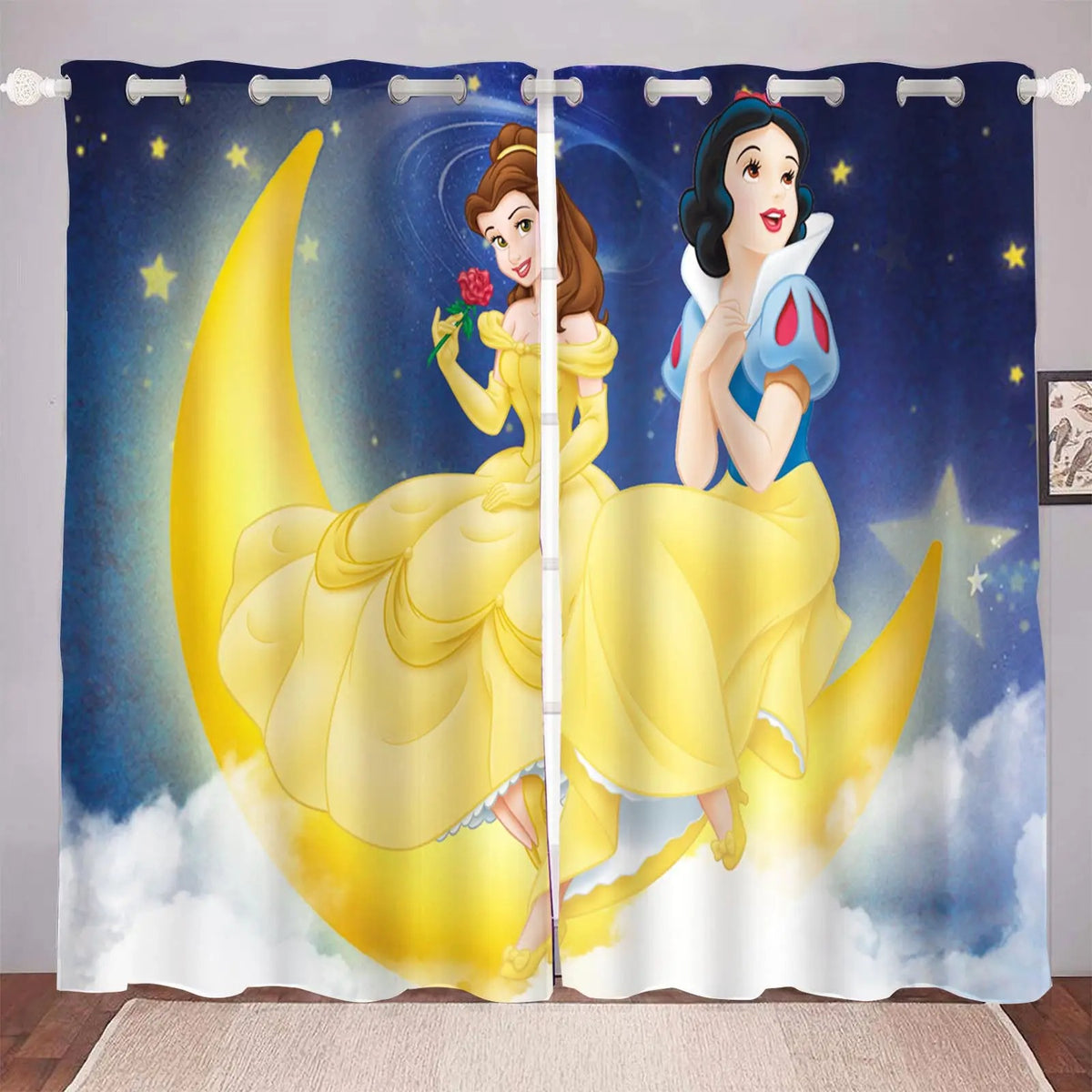 Disney Princess blackout curtains for girls bedroom décor with elegant pink design.
