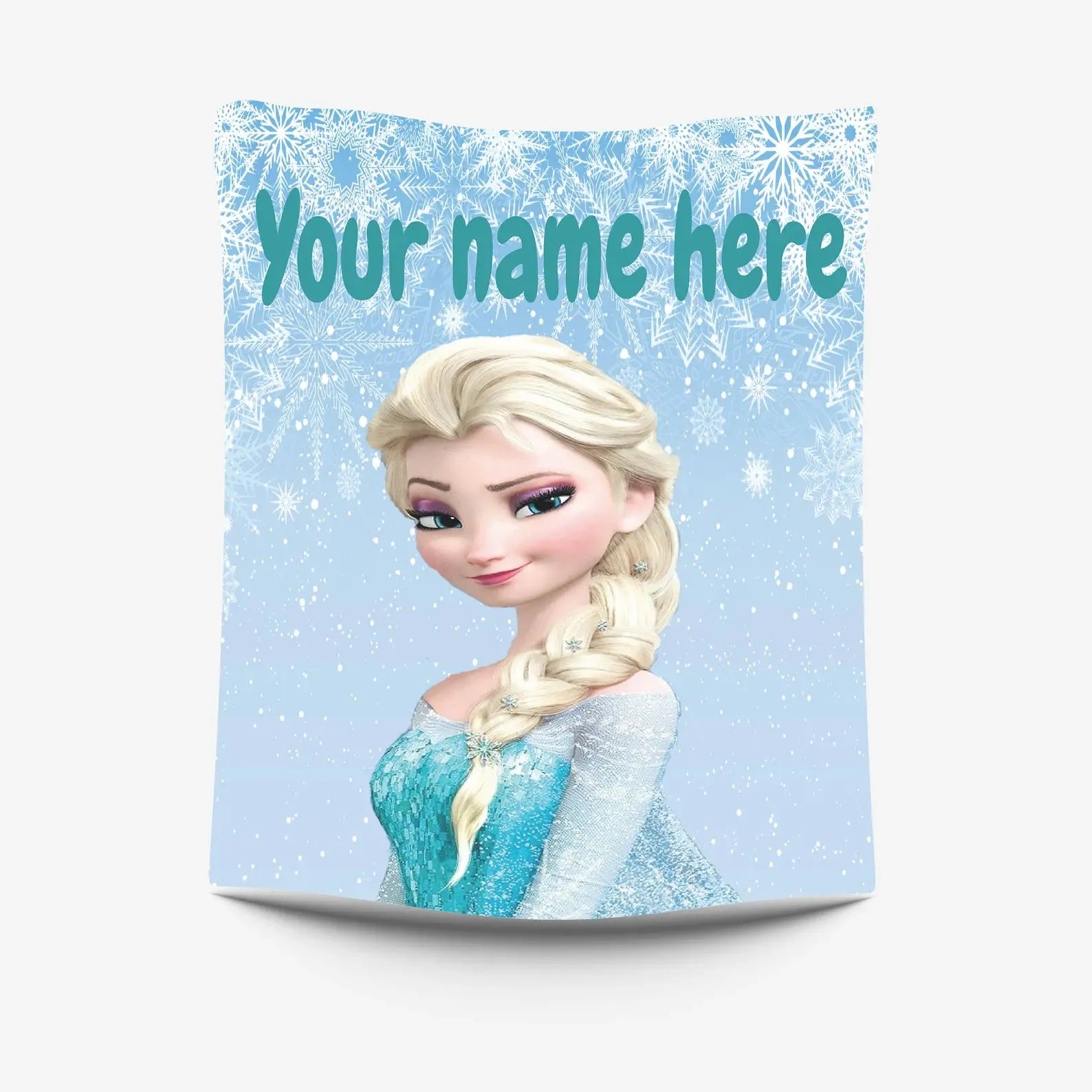Elsa Frozen personalized kids blanket with custom name, soft Disney Elsa blanket for toddlers, baby girls, and children’s bedroom décor.