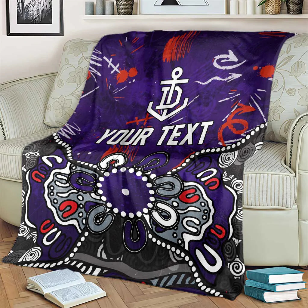 Fremantle Dockers AFL flannel blanket custom name