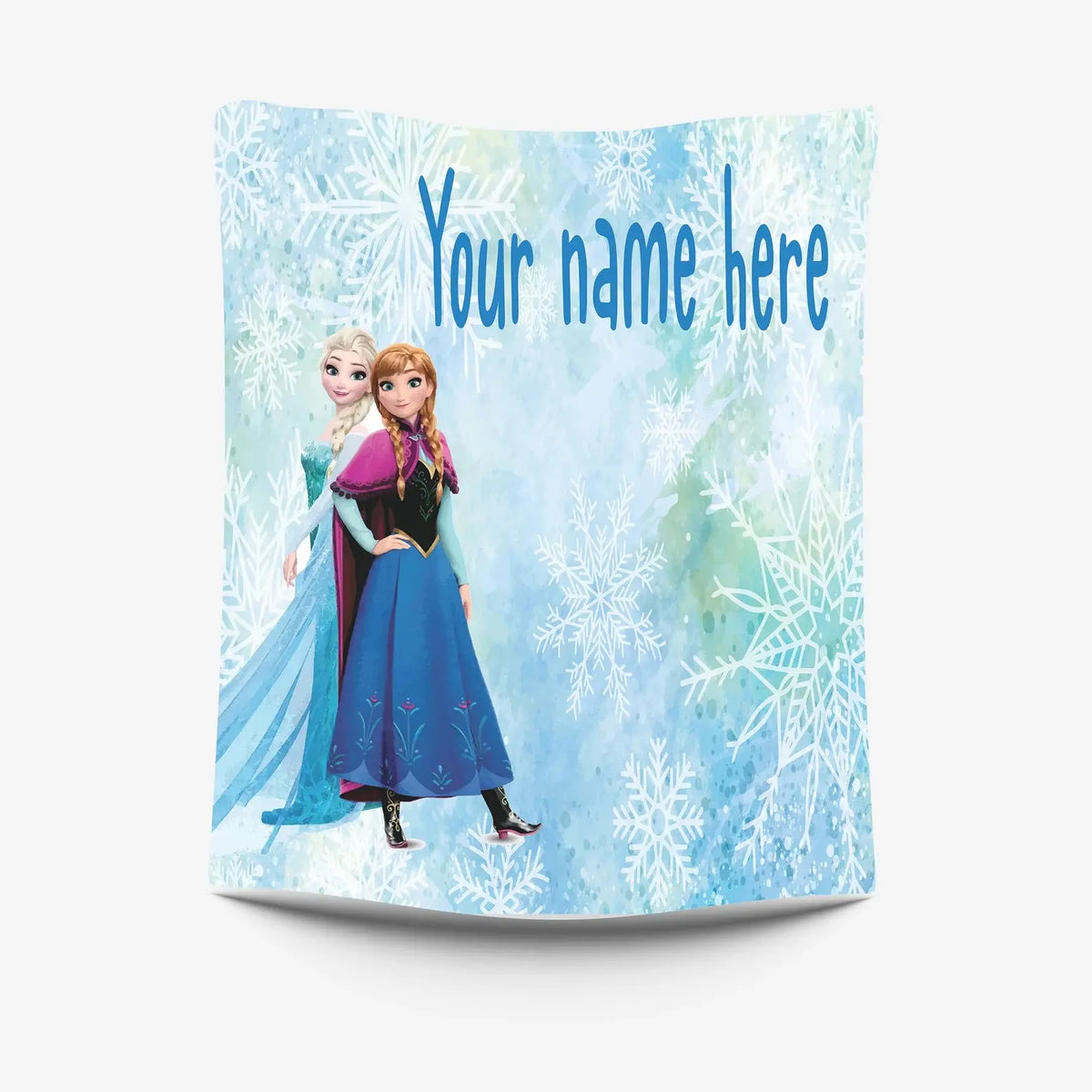 Frozen Anna and Elsa personalized kids blanket with custom name, soft Disney Frozen blanket for toddlers and children’s bedroom décor.