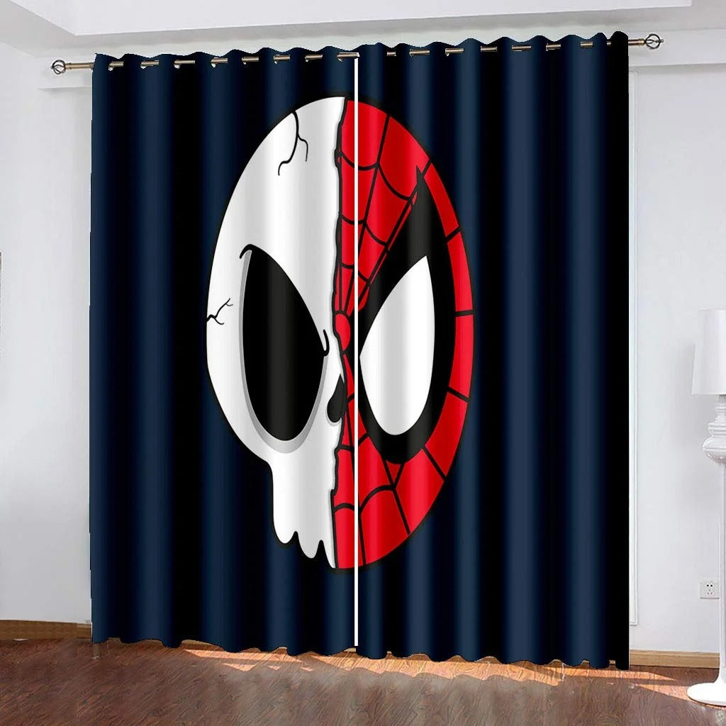 Spider-Man blackout curtains, 2 panel cartoon drapes for Halloween decoration.