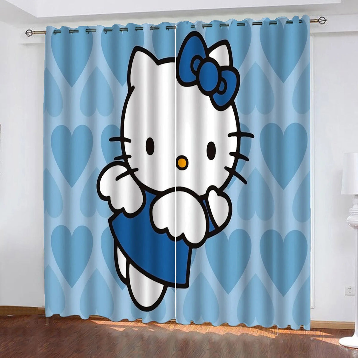 Soft flannel Hello Kitty curtains, blackout drapes for stylish living room décor.