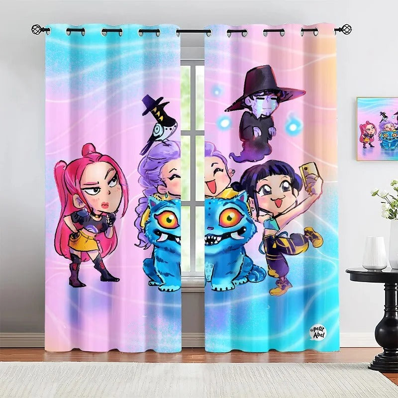 Huntrix blackout privacy curtains made for bedrooms, reducing light and ensuring comfort.