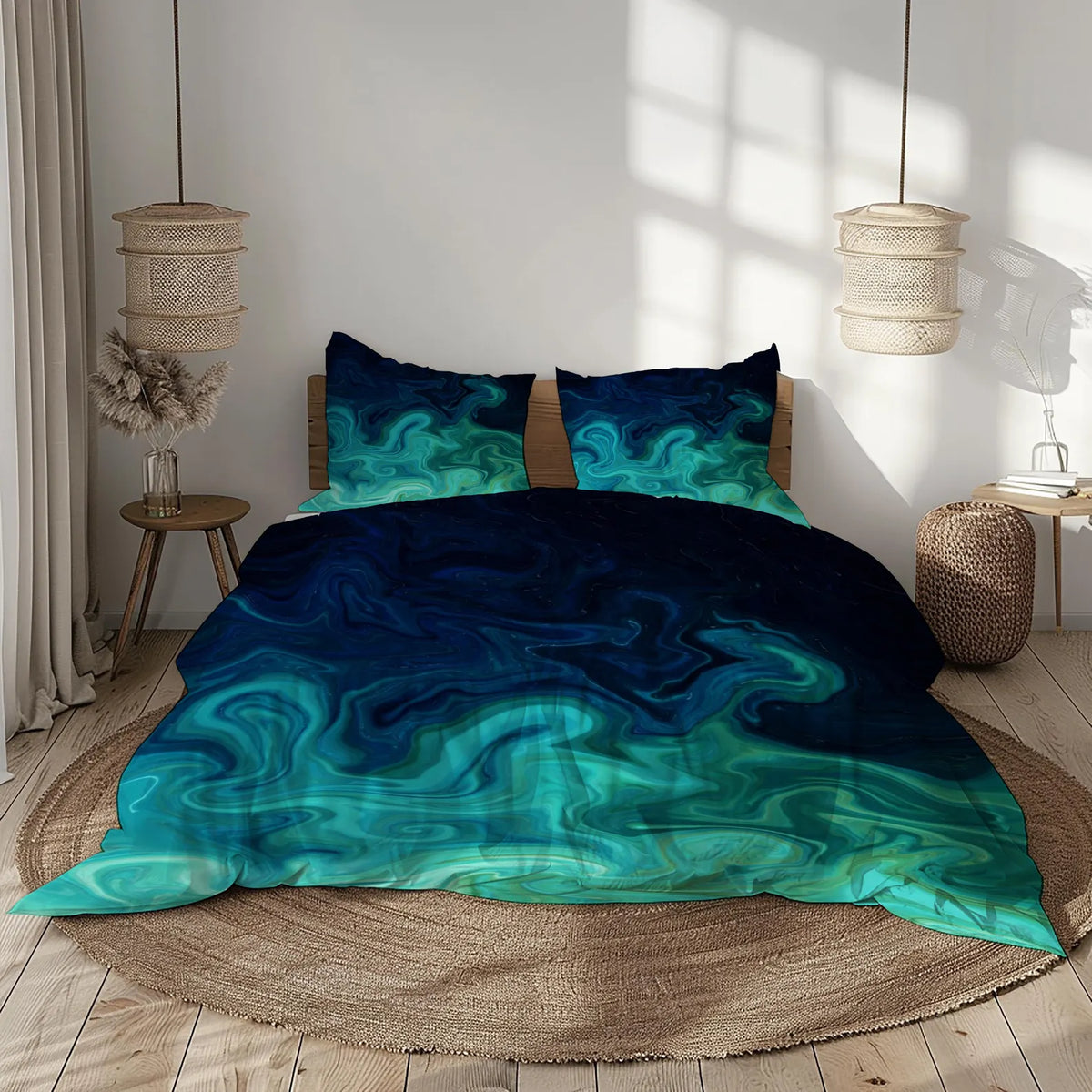 3D Luxury Golden Marble Pink Quilt Cover