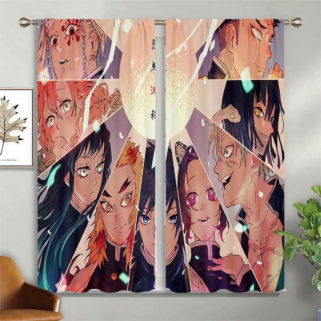 Japanese anime blackout curtains, 2 PCS window drapes for kids bedroom, study, dormitory, restaurant, and home decoration gift.