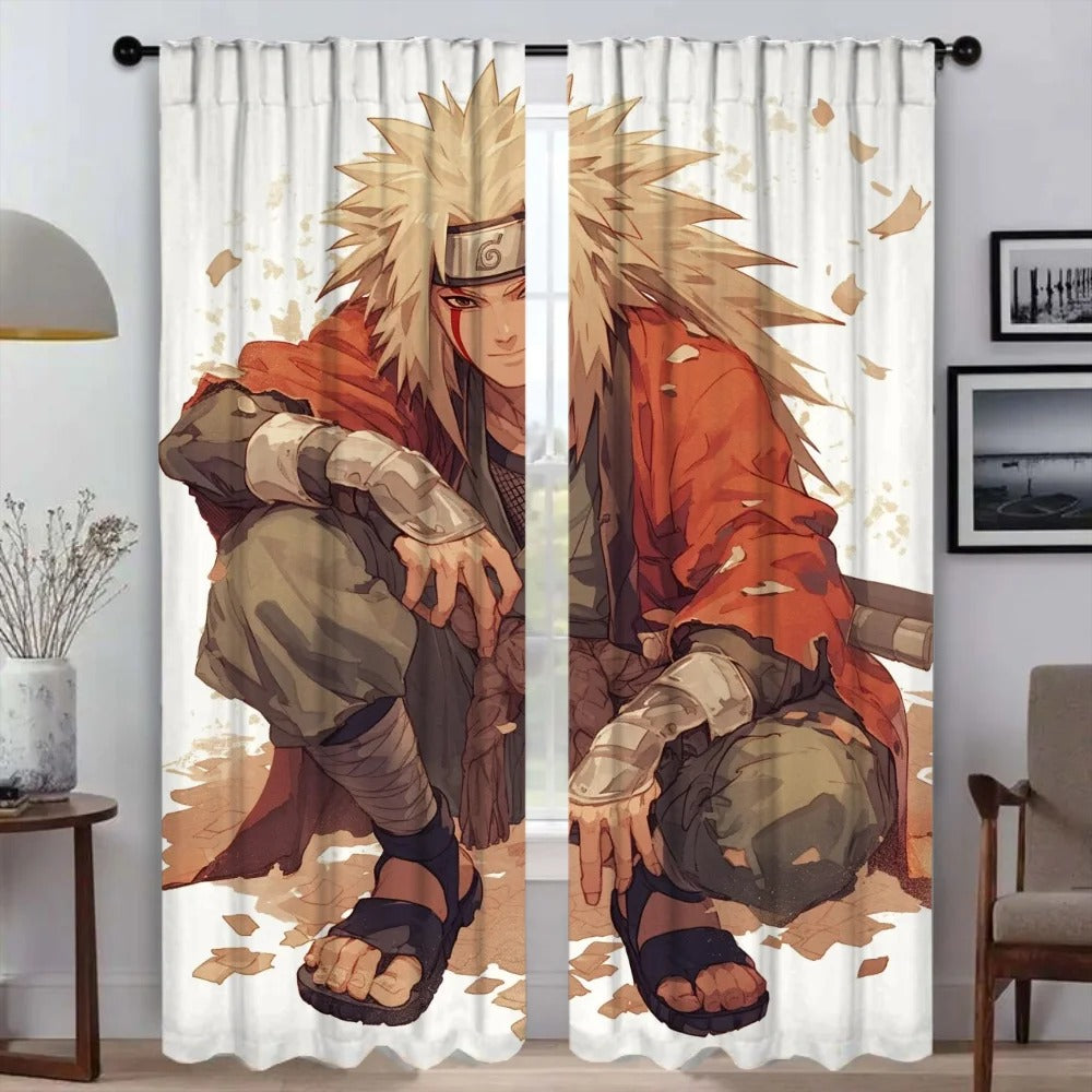 Jiraiya Toad Sage anime blackout window curtains featuring the Legendary Sannin design, perfect for Naruto fans’ bedroom, living room, or gaming setup décor.