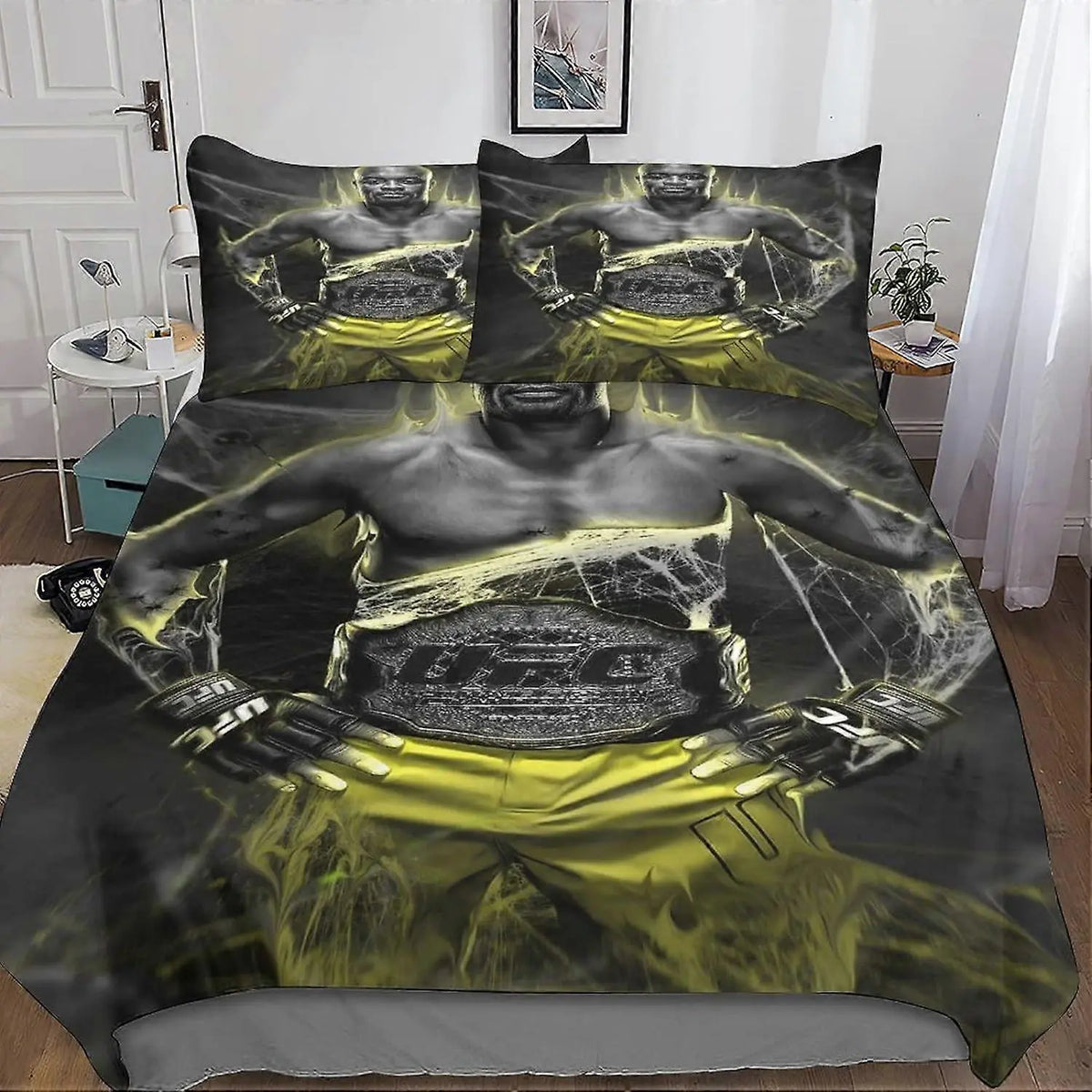 Jon Jones Thai boxer fighting themed bedding set featuring dynamic martial arts design and vibrant colors perfect for sports fans