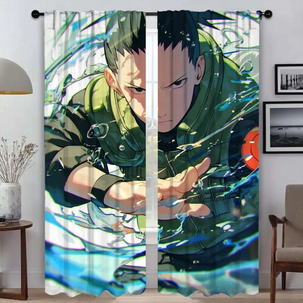 Kakashi Hatake anime blackout window curtains featuring 3D printed Naruto design, perfect for kids’ bedroom, living room, or anime-themed gaming room décor.