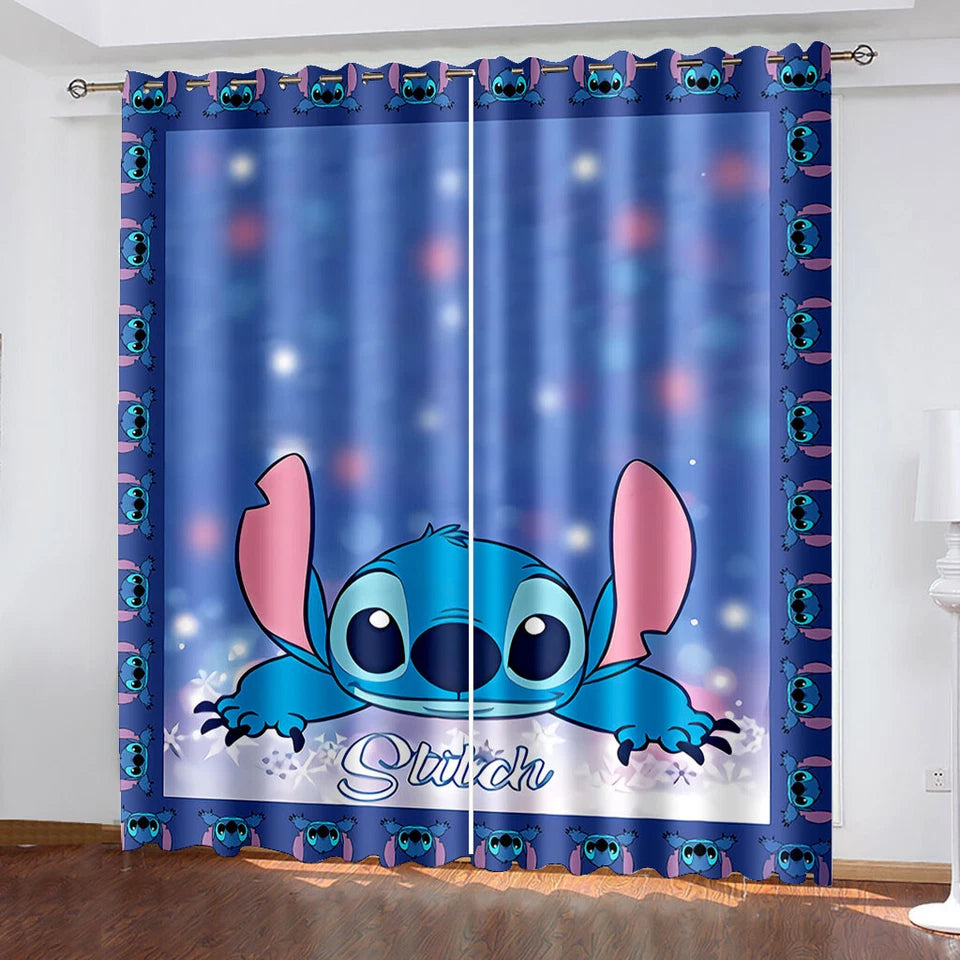Kids Disney curtains with Stitch and Angel bedroom blackout design