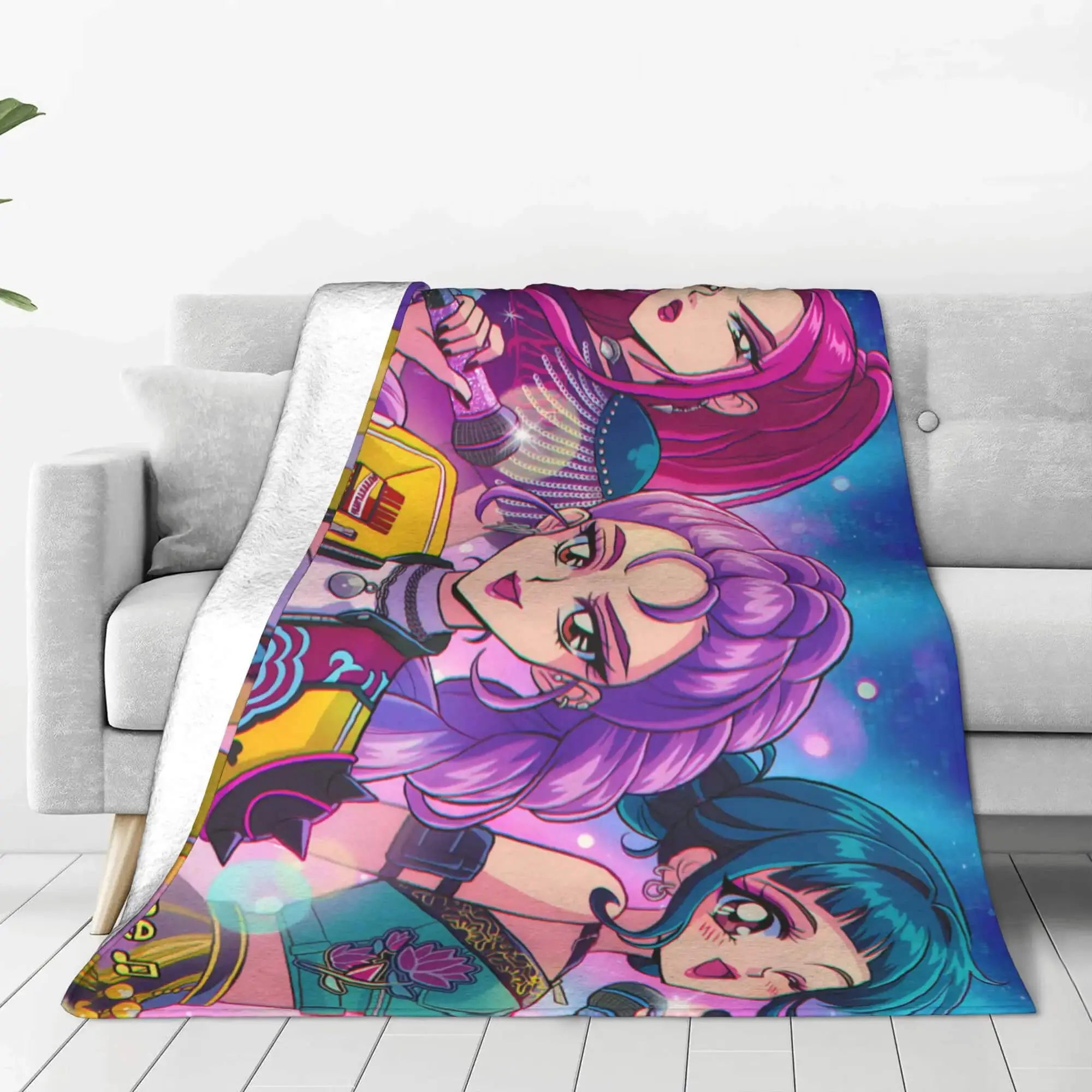 kpop Demon Hunters Kids Anime Style Throw Blanket
