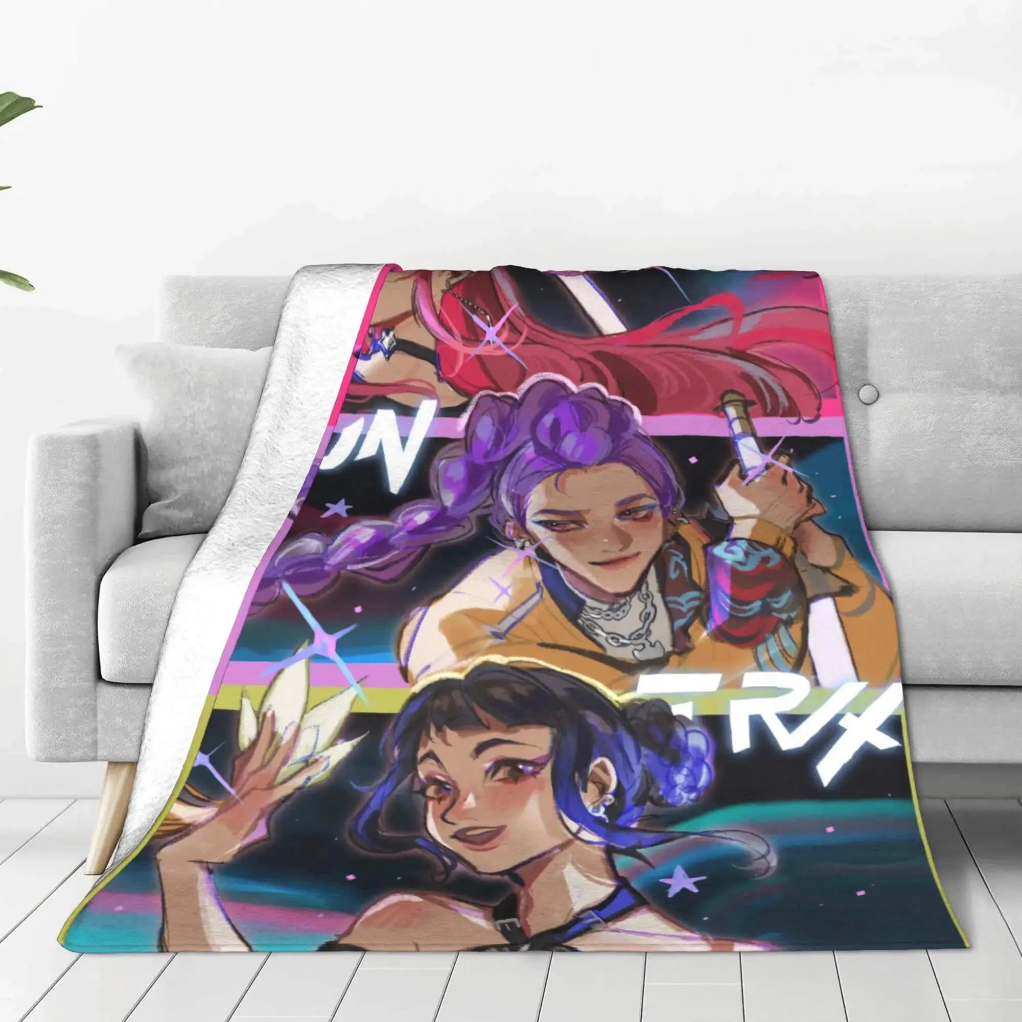 kpop Demon Hunters Cartoon Anime Throw Blanket