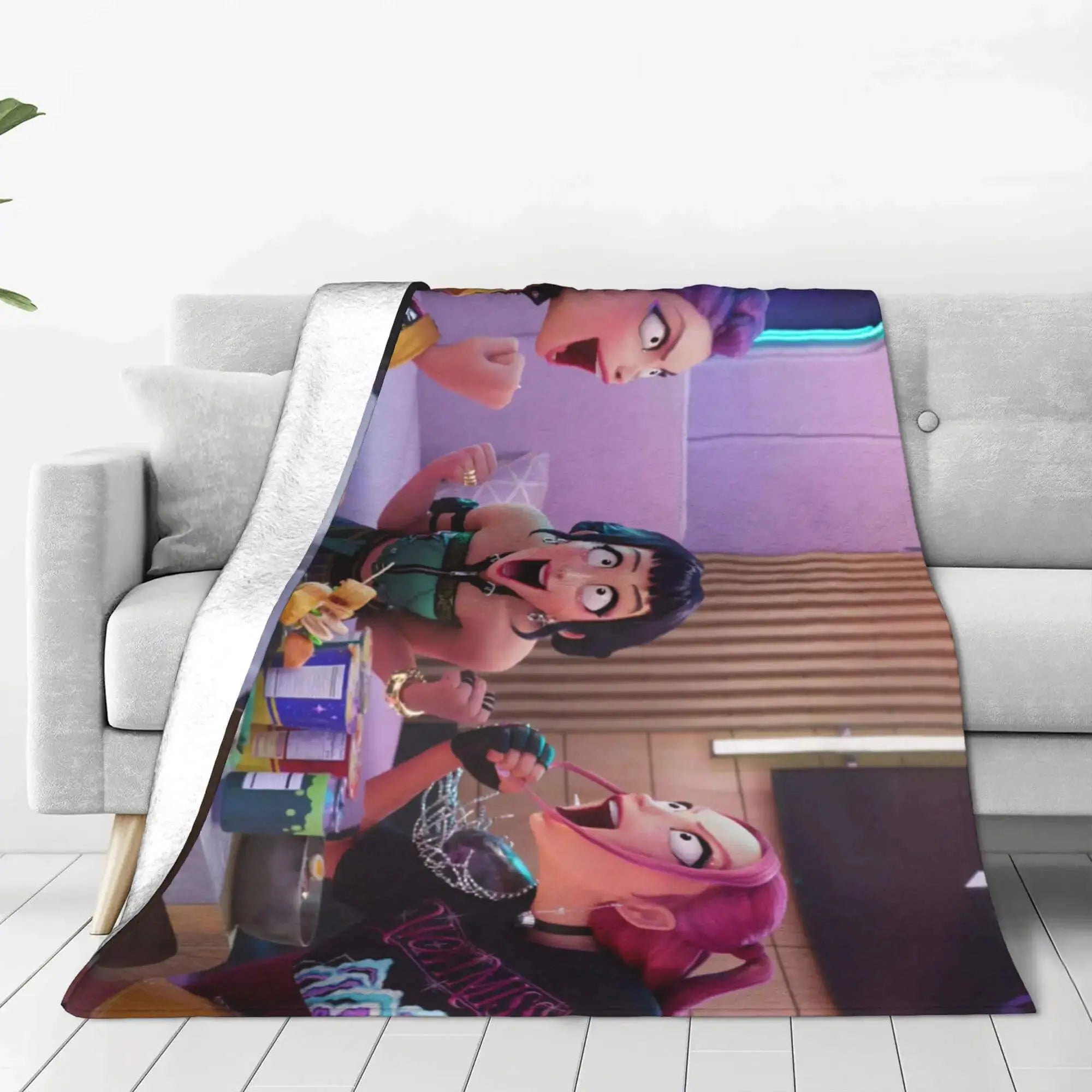 kpop Demon Hunters Anime Cartoon Girls Throw Blanket