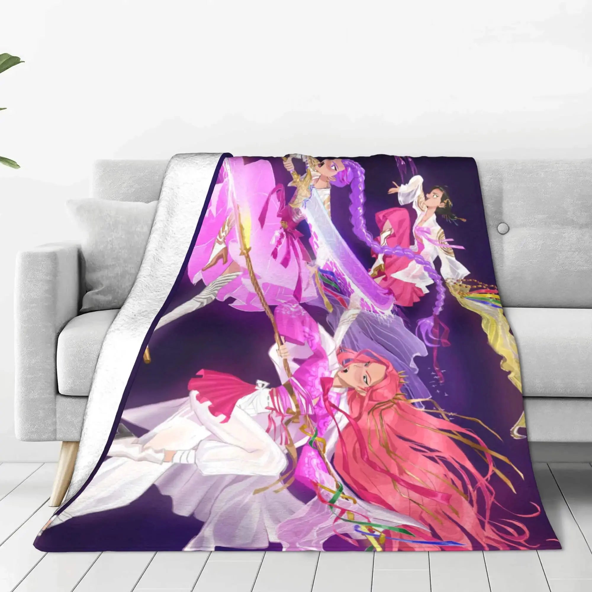 kpop Demon Hunters Kids Anime Girl Gift Throw Blanket