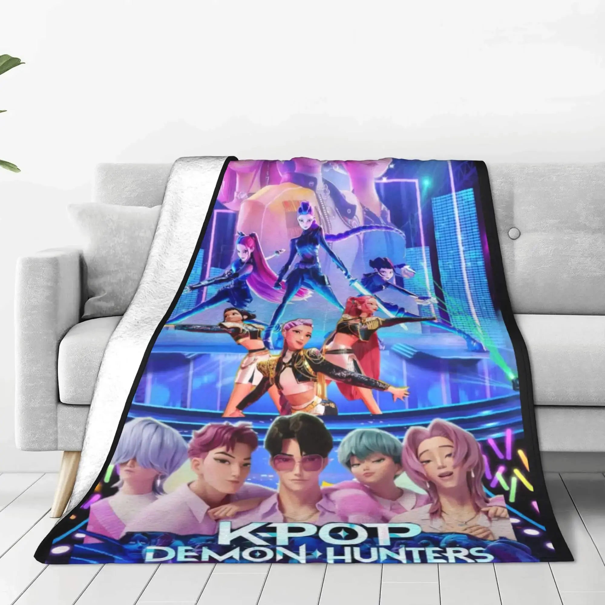 kpop Demon Hunters Kids Flannel Throw Blanket