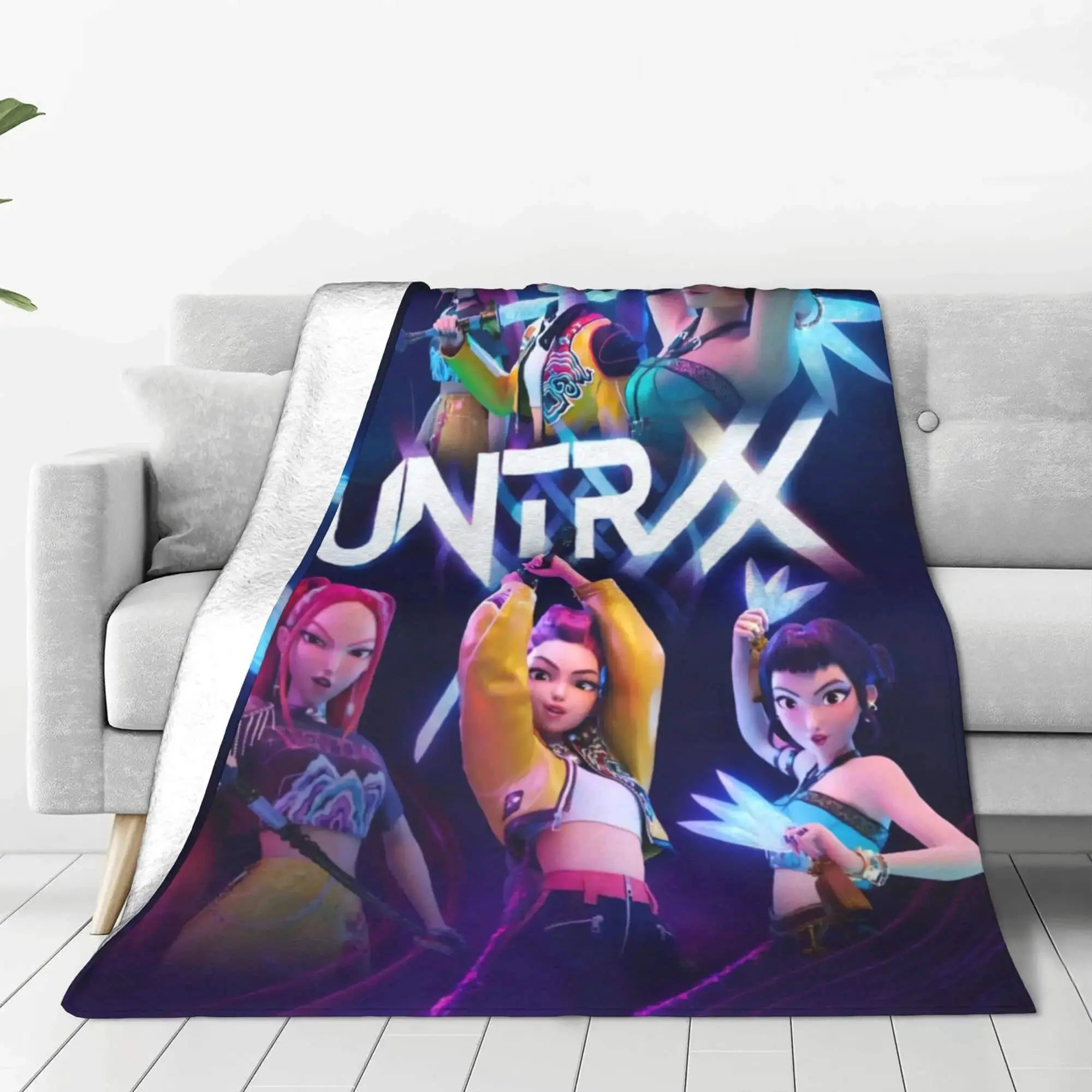 kpop Demon Hunters Huntrix Couch Throw Blanket