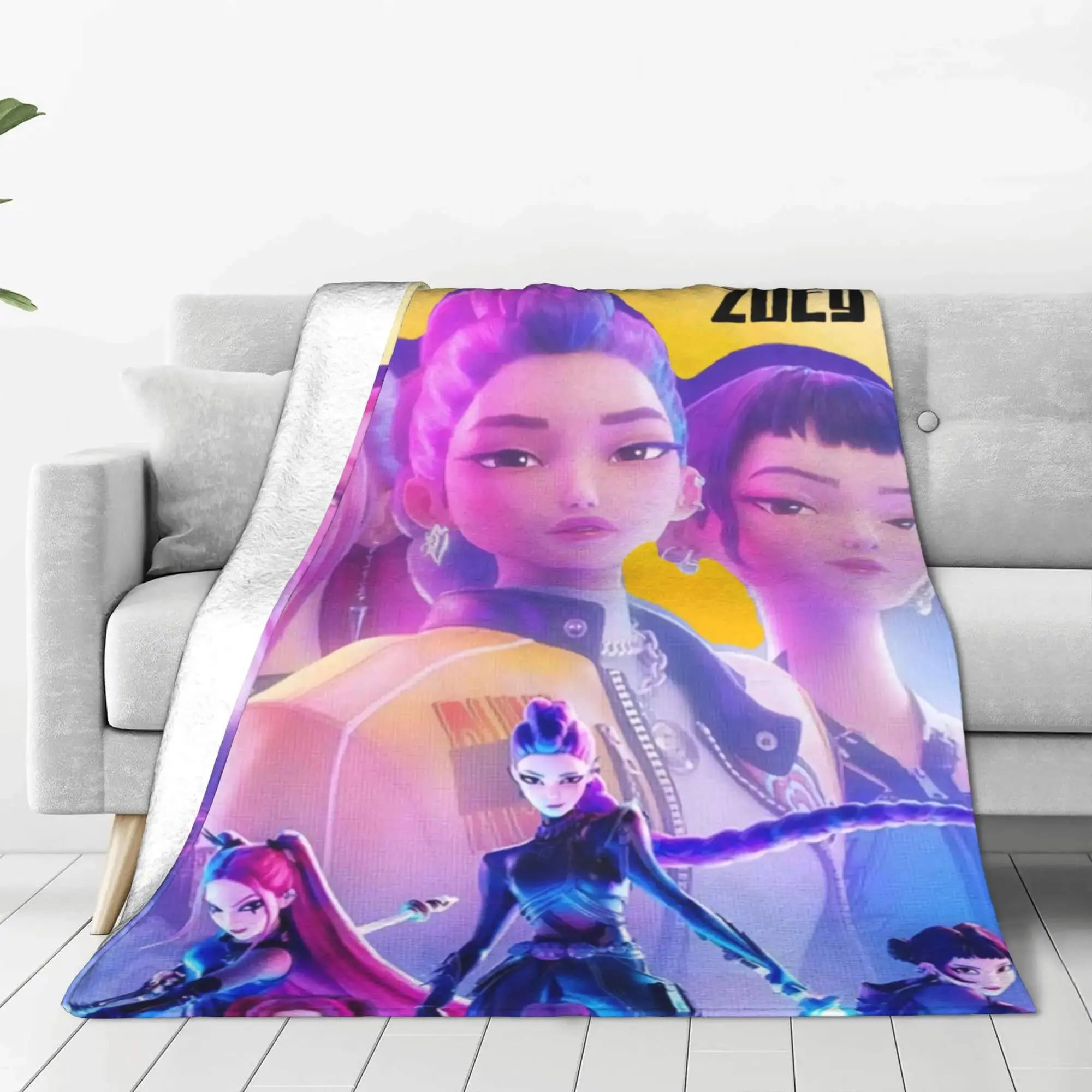 kpop Demon Hunters Kids Fluffy Bedspread