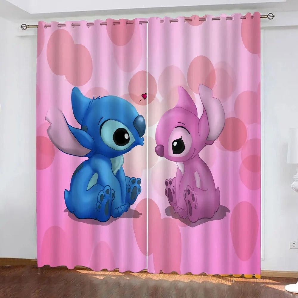 Lilo & Stitch Anime Bedroom Blackout Curtains – Cartoon Ohana Drapes for Home Décor