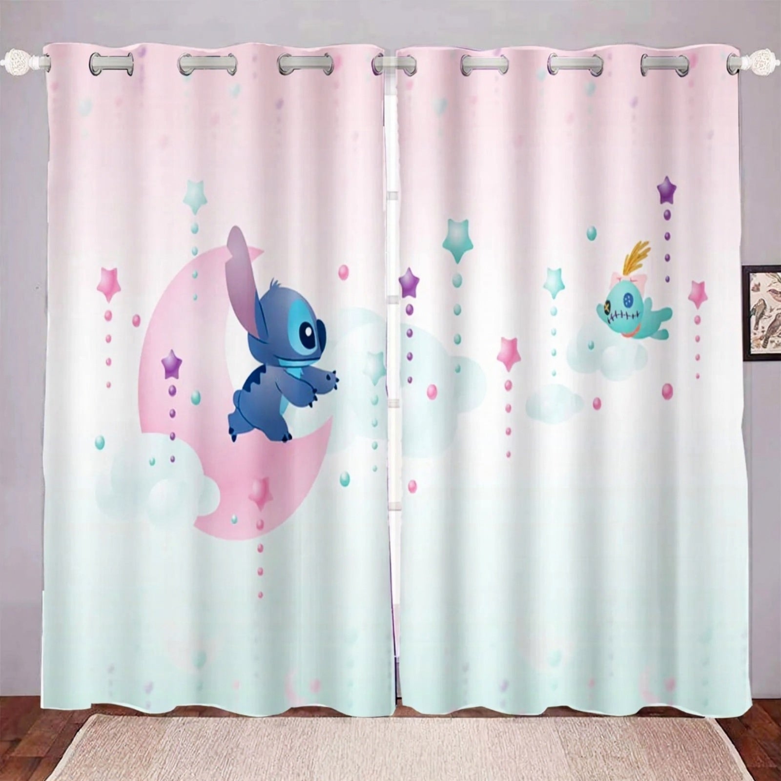 Tropical Ohana Lilo & Stitch Blackout Curtains – Cartoon Window Drapes for Fun Home Decor