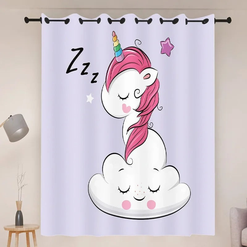 Little pony unicorn 3D blackout curtains set for baby and kids bedroom décor.