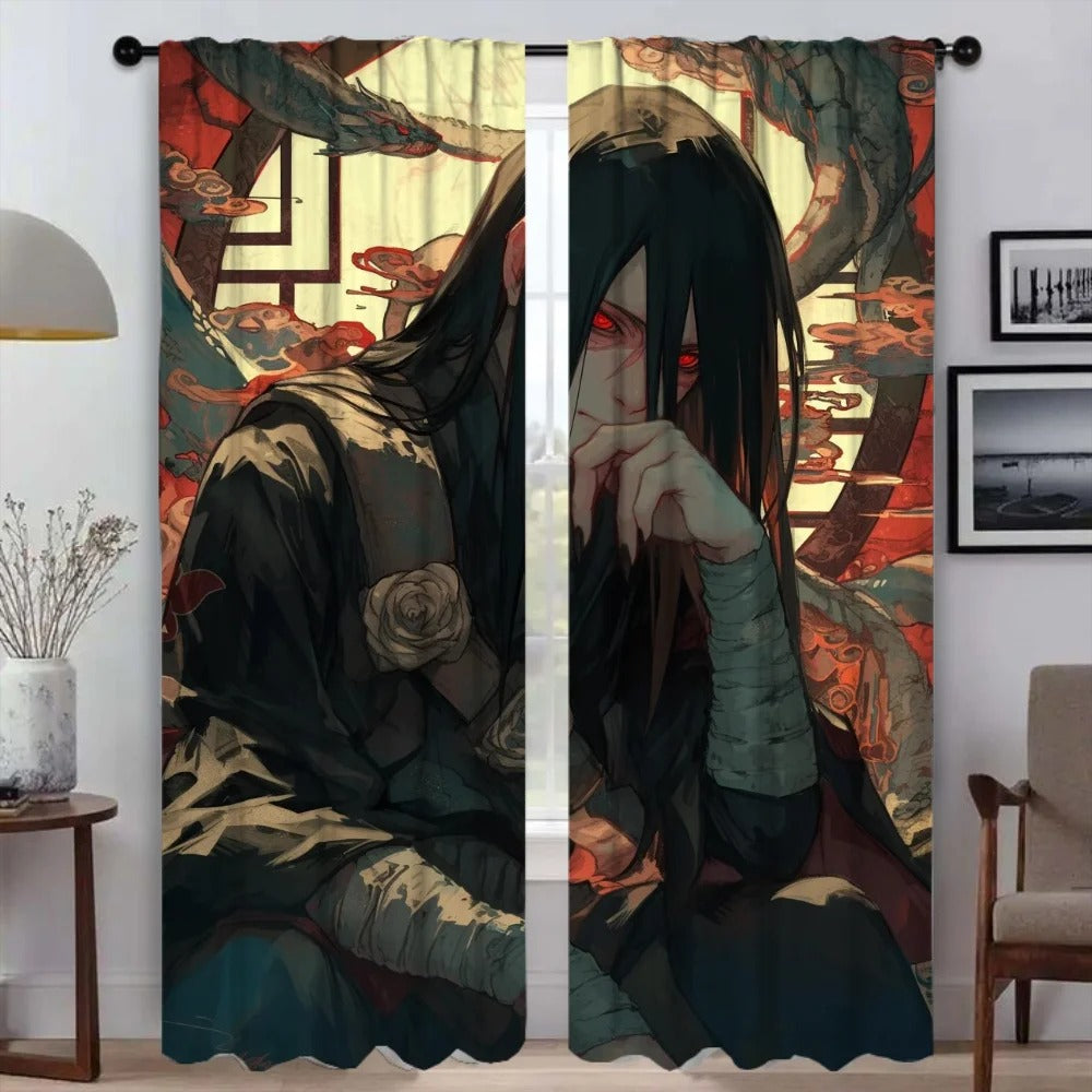Madara Uchiha anime blackout window curtains with 3D printed design, perfect for Naruto fans’ bedroom, living room, or gaming room décor.