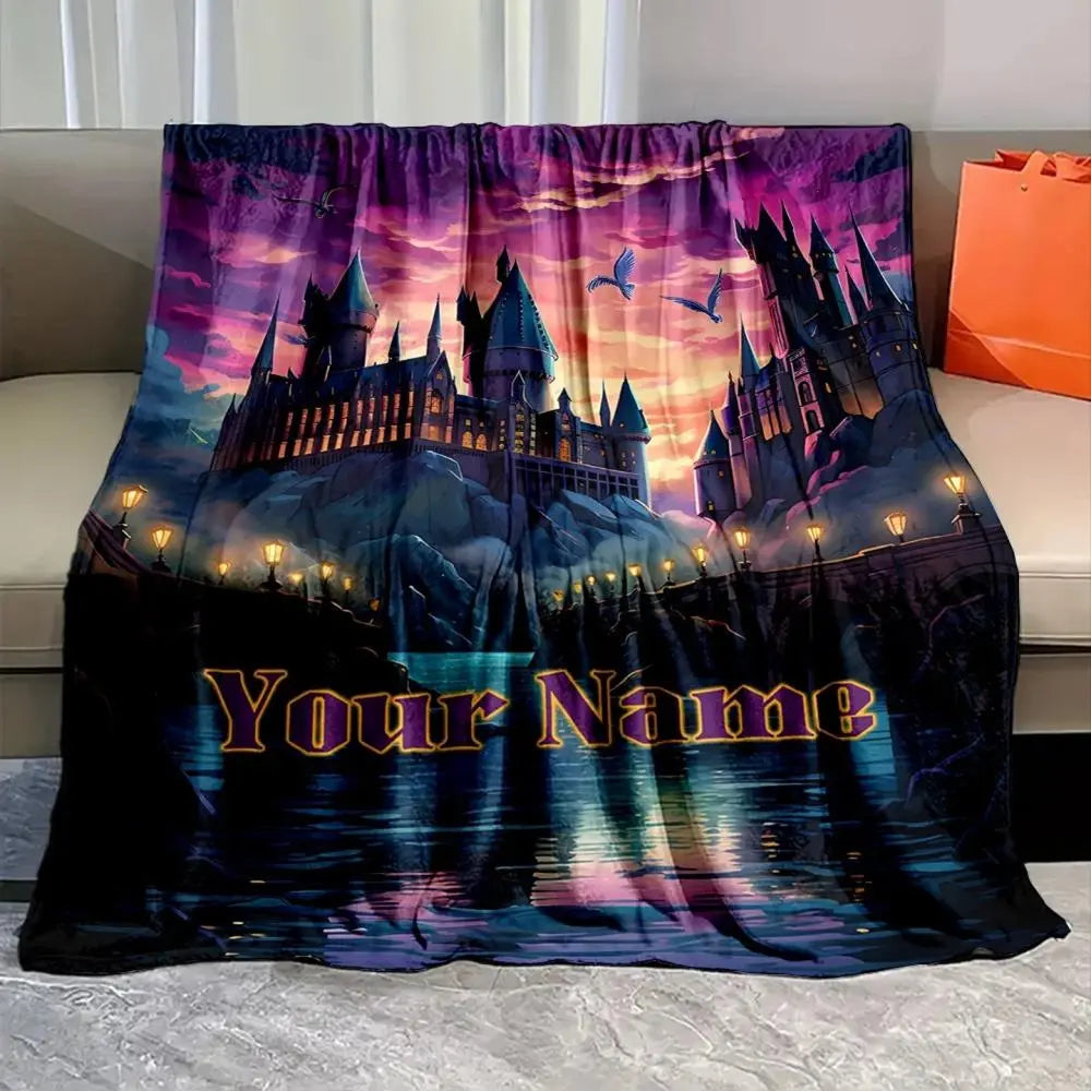 Custom Magic Academy name blanket for children, soft and cozy personalized throw for bedroom décor