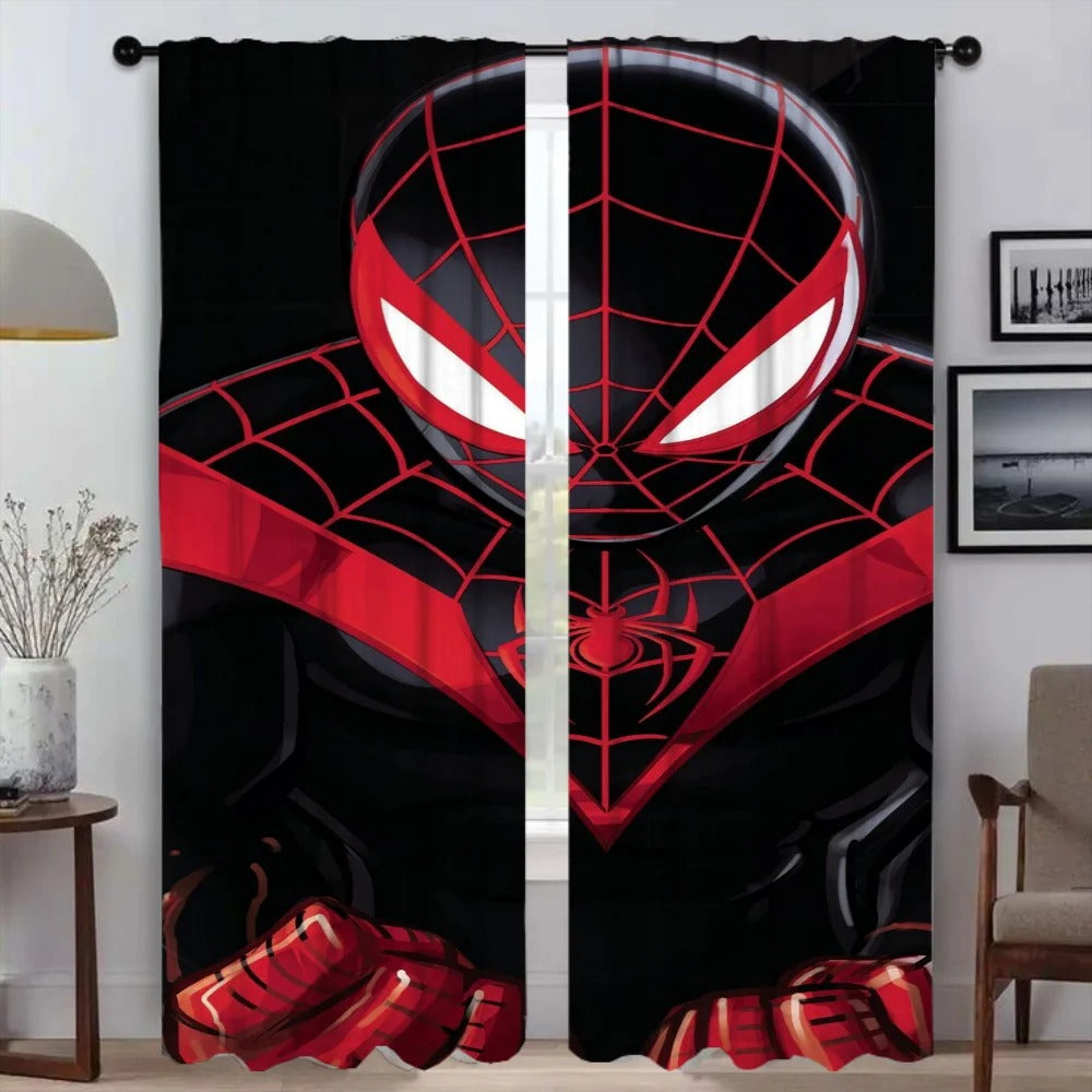 Marvel Spider-Man cartoon curtains, fun blackout window panels for kids room.