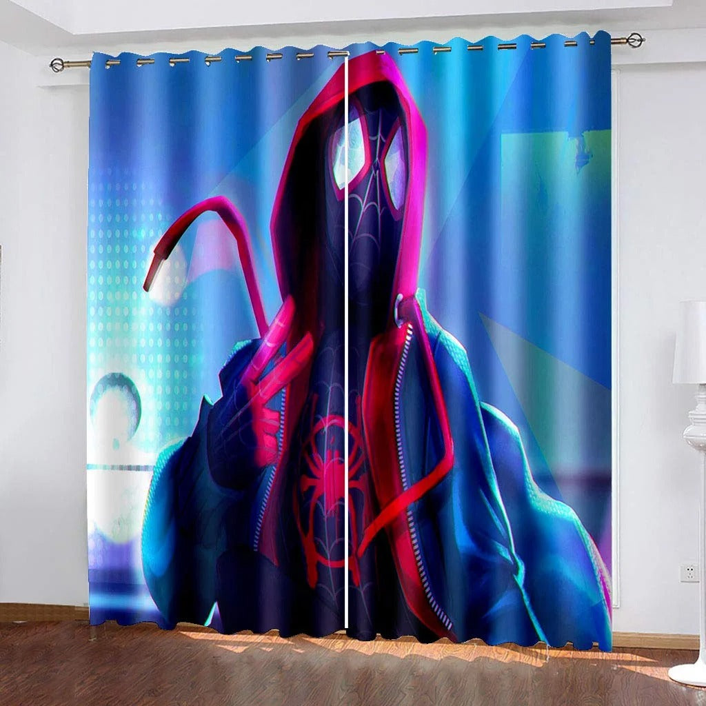 Marvel Spider-Man printed curtains, blackout window panels for bedroom décor.