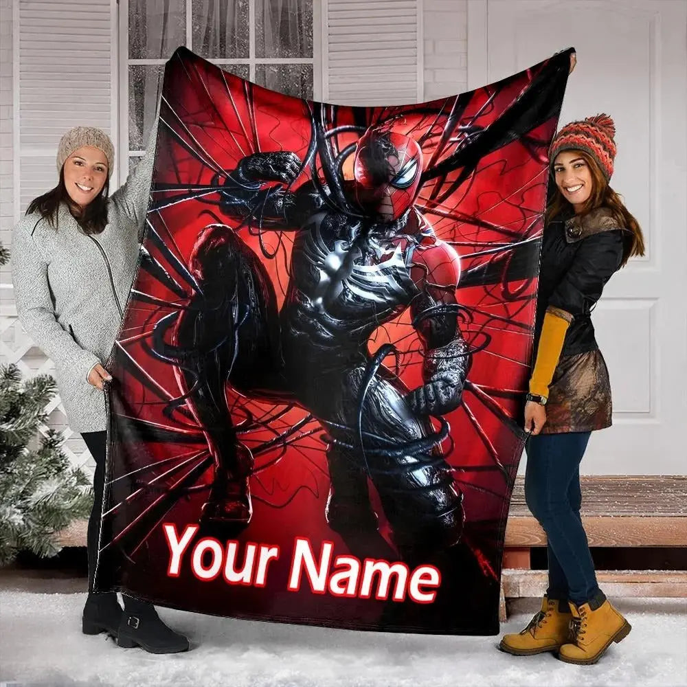 Marvel superhero Spider-Man and Venom personalized blanket, soft custom throw for children