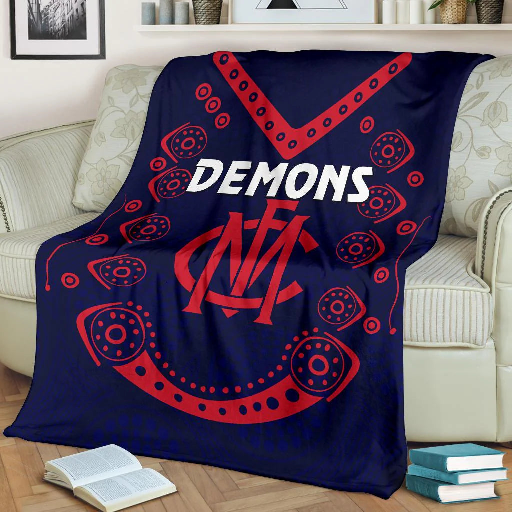 Melbourne Demons AFL couch blanket warm flannel throw
