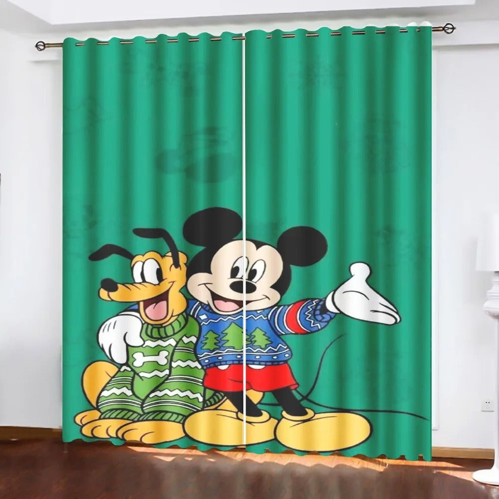 Mickey Mouse curtains for balcony windows, dustproof and easy to install drapes.