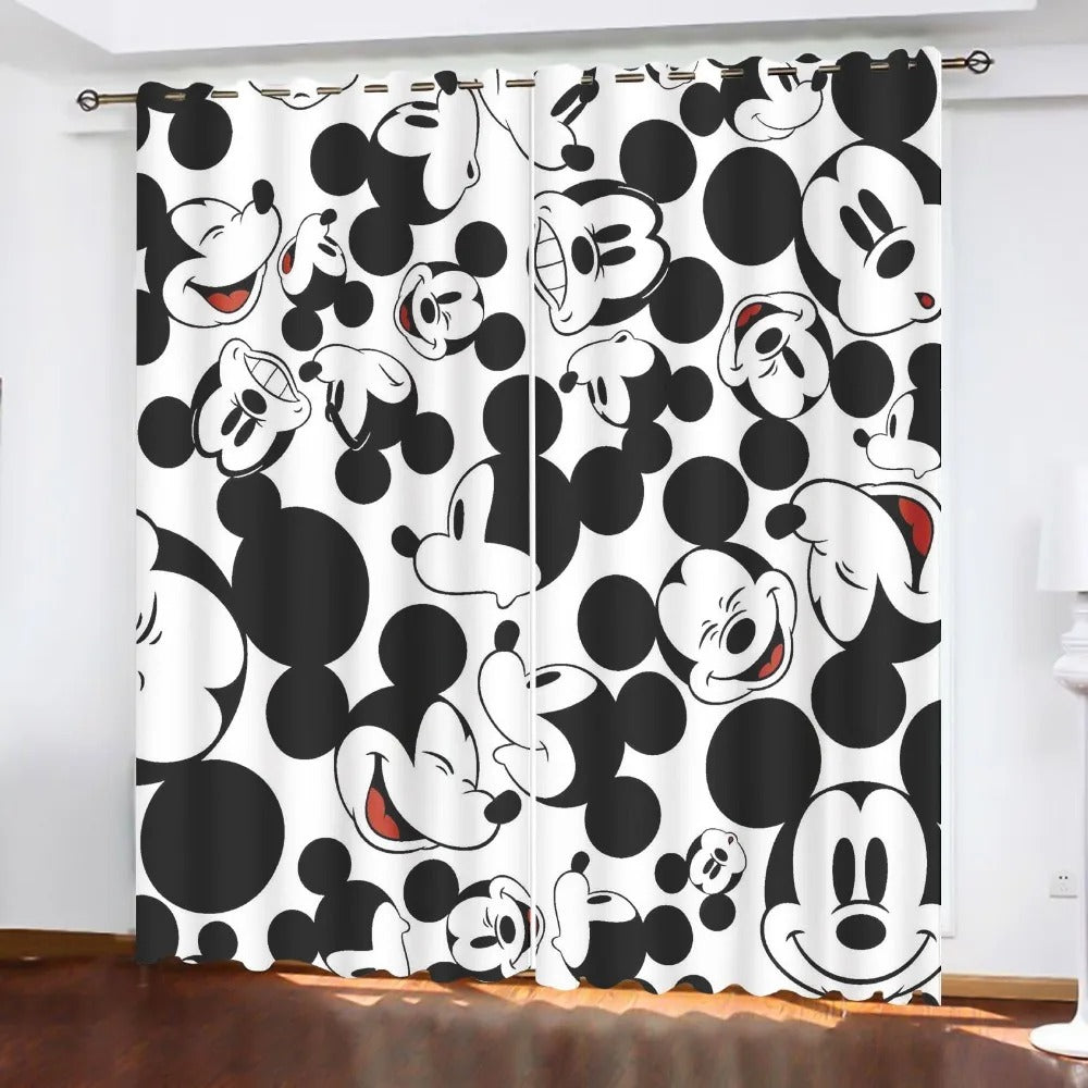Mickey Mouse curtains for boys bedroom, blackout drapes with Disney cartoon design.