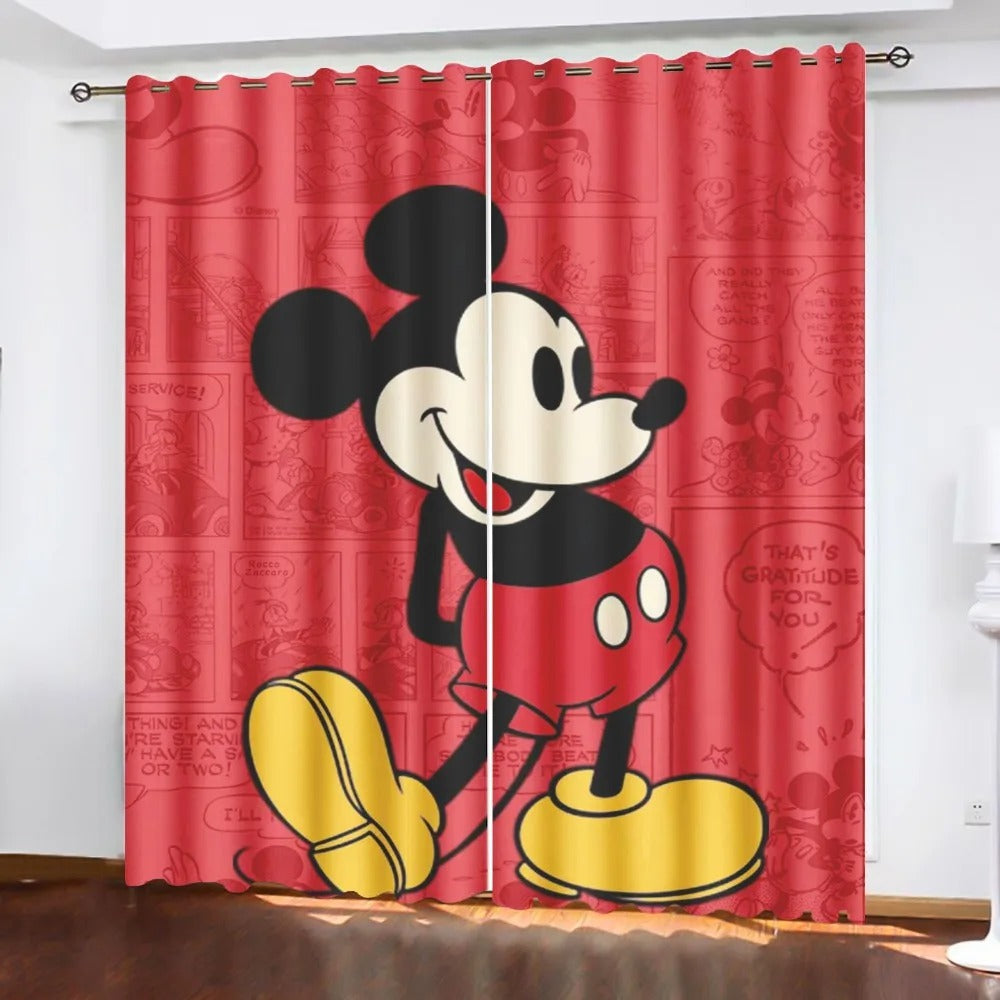 Disney Mickey Mouse window drapes for kids room, bedroom, and nursery décor.