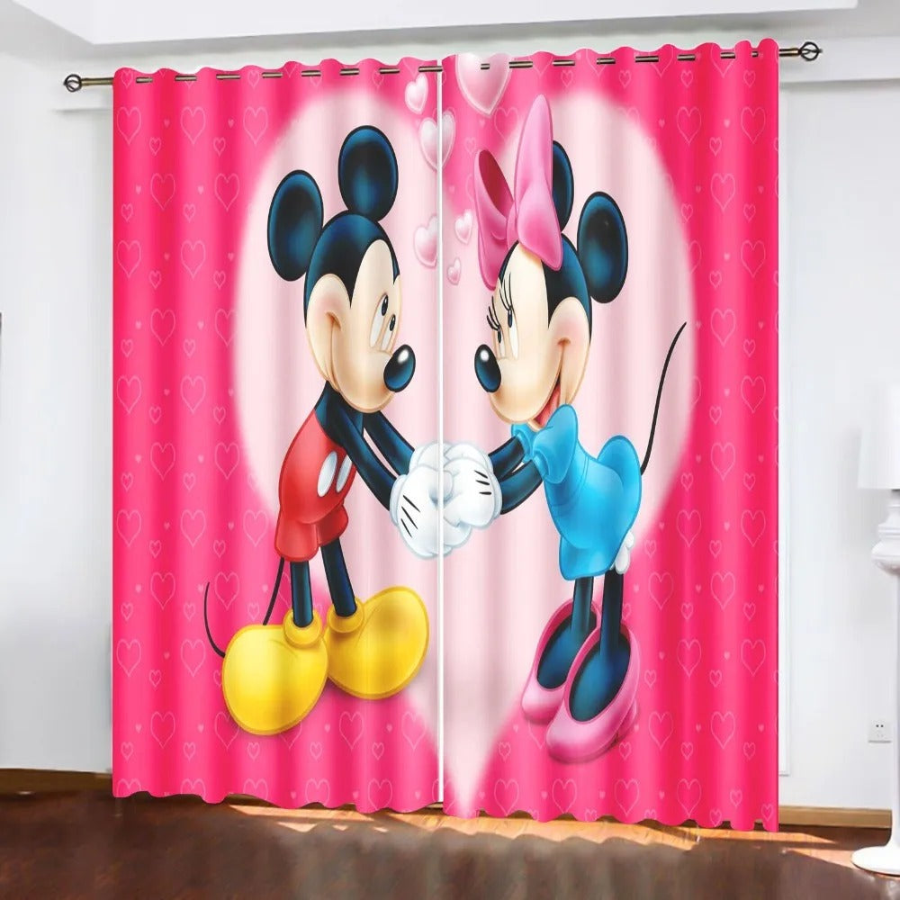 Disney Mickey Mouse girls room curtains, blackout and decorative cartoon drapes.